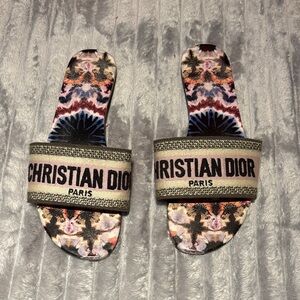 Dior Pink and Black Slide Sandals
